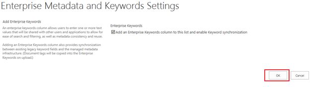 Enterprise Metadata Settings